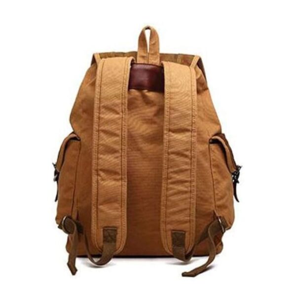 Laptop Classical Leather Canvas Military Backpack - Image 2
