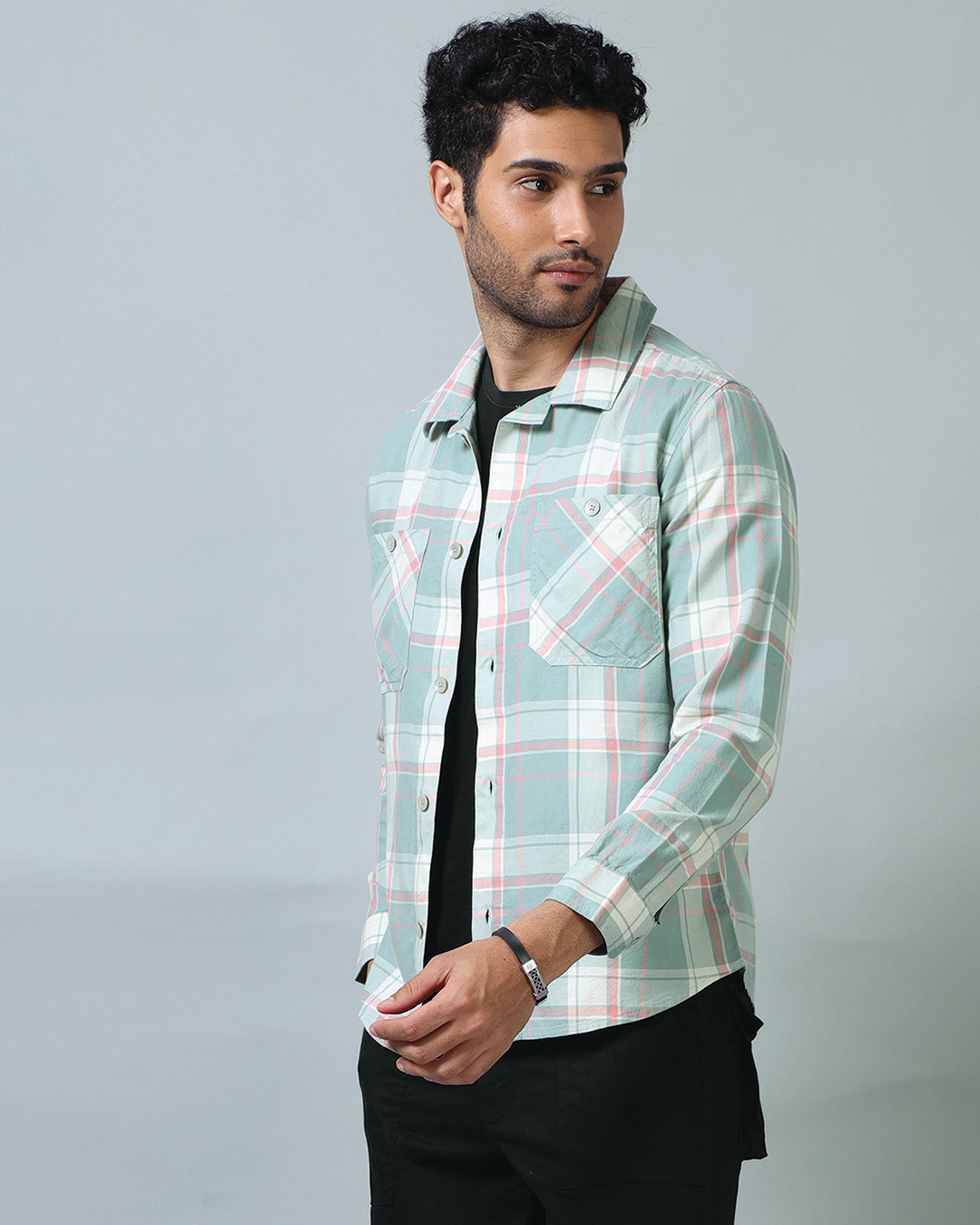 Light Blue Checked Shirt