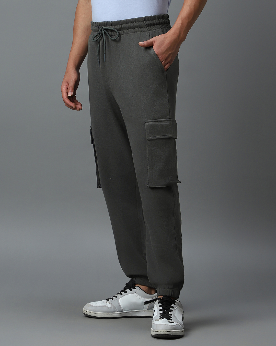 Grey Oversized Cargo Joggers