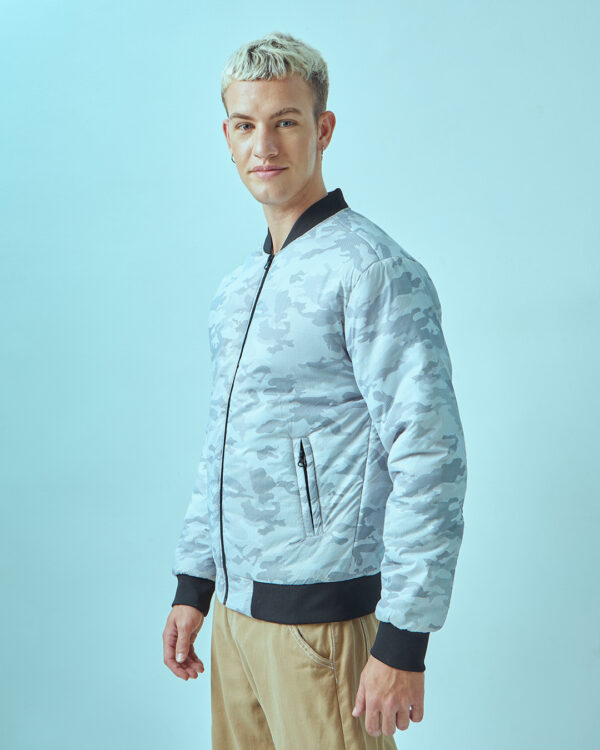 Grey All Over Printed Puffer Jacket