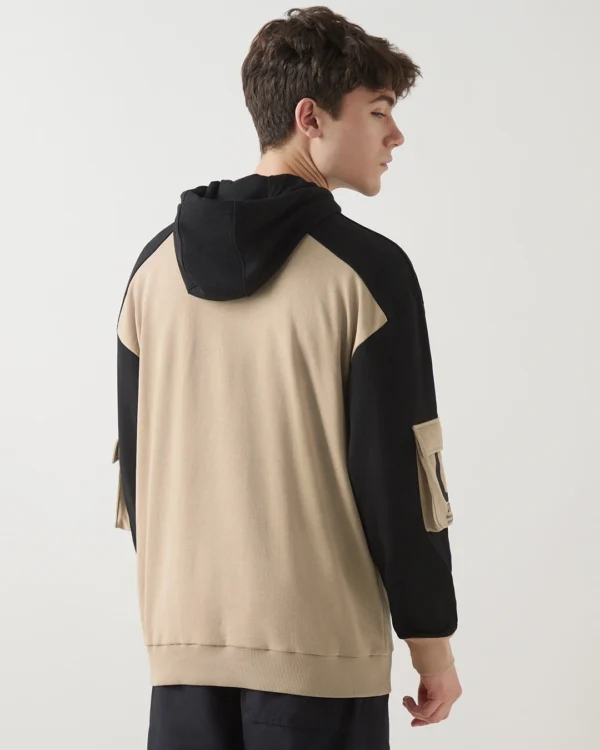 Men's Brown & Black Color Block Hoodies - Image 2