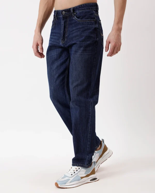 INDIGO TRIBE'S Men's Dark Blue Washed Jeans - Image 3