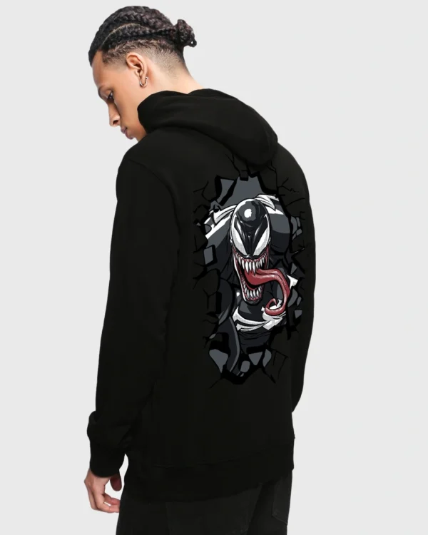 Men's Black Venom Street Graphic Printed Hoodies - Image 2